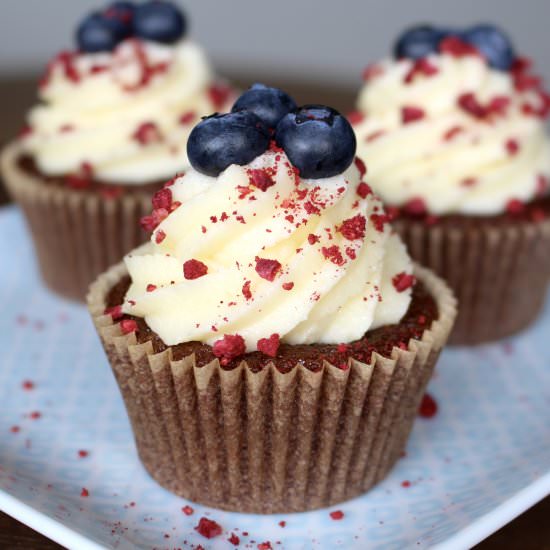 Raspberry Not-So-Red-Velvet Cupcake - Recipe photo by ai made it for you