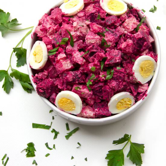 Rosolje: Estonian Potato Beet Salad - Recipe photo by panning the globe