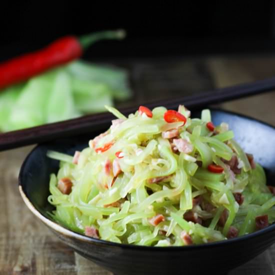 Ham and Celtuce - Recipe photo by Spice the Plate