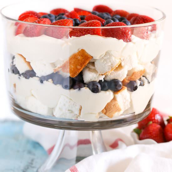 No-Bake Berry Cheesecake Trifle - Recipe photo by livewellbakeoften
