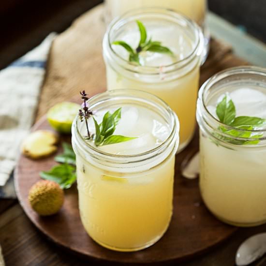 Lychee, Thai Basil & Ginger Limeade - Recipe photo by abitwholesomely