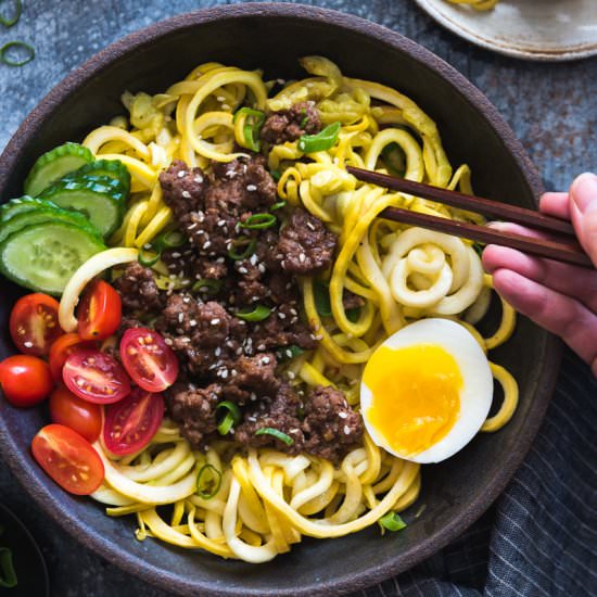 Sesame Beef Squash Noodle Bowl - Recipe photo by omnivorescookbook