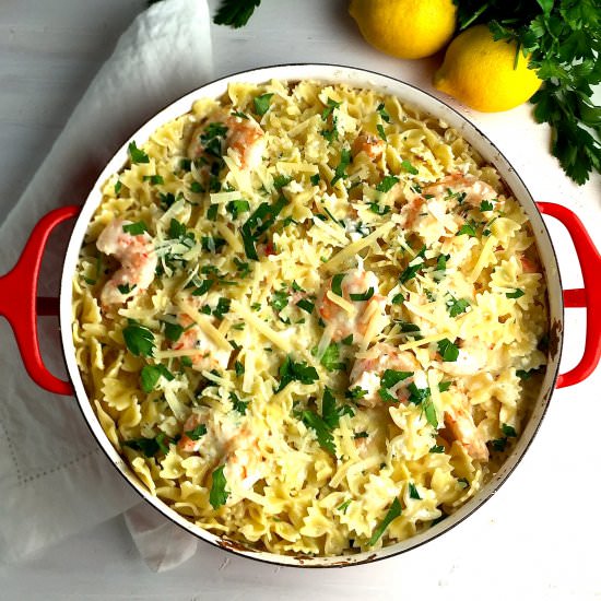 Shrimp and Blue Cheese Pasta - Recipe photo by Grits and Pinecones