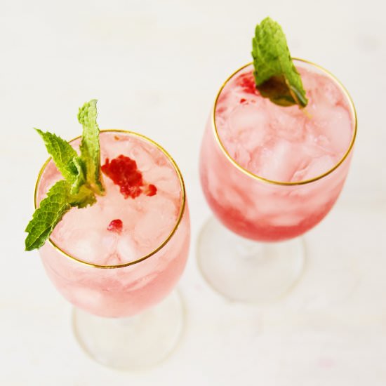 Raspberry Mint Pink Moscato Cocktai - Recipe photo by Margaritas On The Rocks