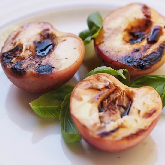Grilled Balsamic Peaches - Recipe photo by Kasie Chelanne