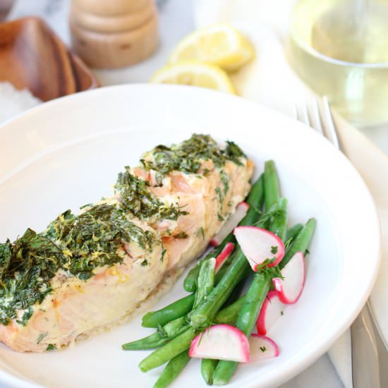 Slow Roasted Herb Salmon - Recipe photo by thepasticheblog