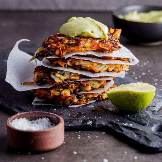 Vegetable rösti with avocado cream - Recipe photo by Simply Delicious