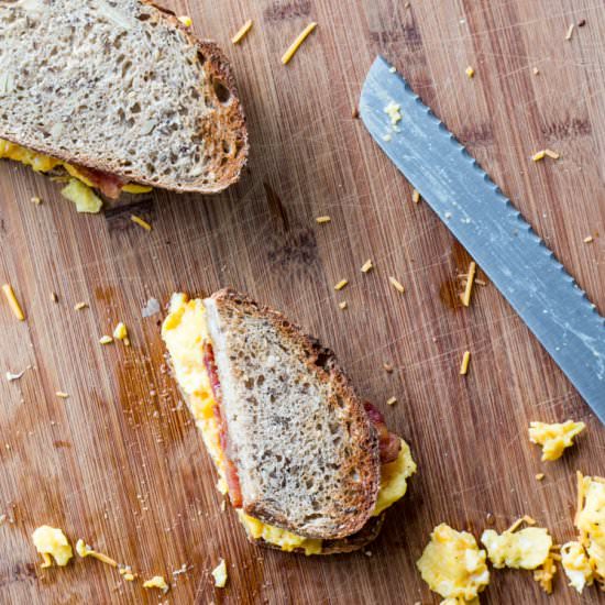 Breakfast Sandwich w/ Maple Mustard - Recipe photo by wrightfamilytable
