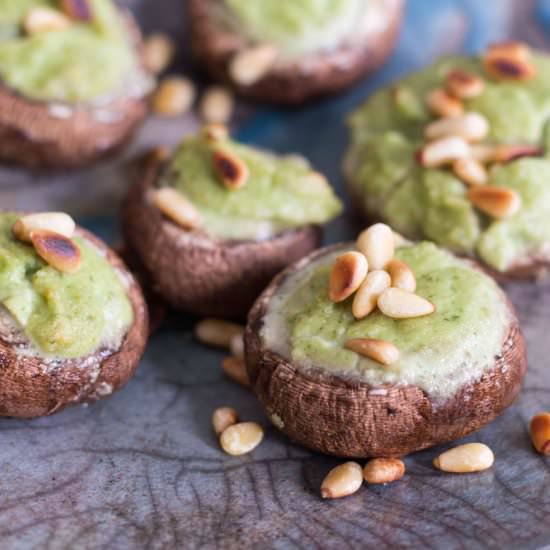 Cashew-Basil Stuffed Mushrooms - Recipe photo by Heavenlynn Healthy