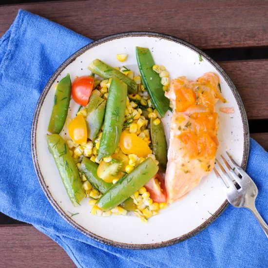 Grilled Corn and Snap Pea Salad - Recipe photo by teaspoonliving
