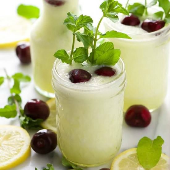 Spiked Cherry Lemonade Slushies - Recipe photo by withsaltandwit