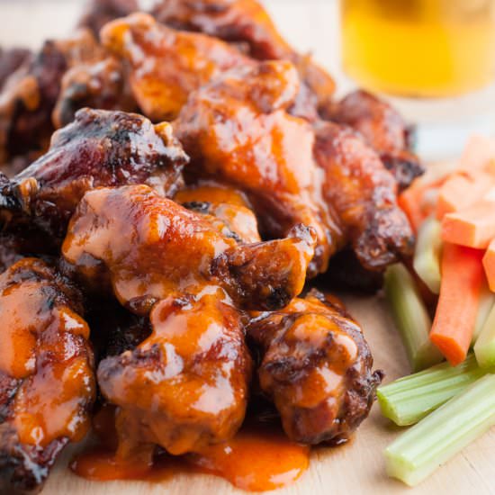 Smoked Buffalo(ish) Wings - Recipe photo by photosandfood