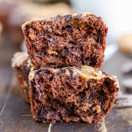 Chocolate Peanut Butter Muffins - Recipe photo by bakerita