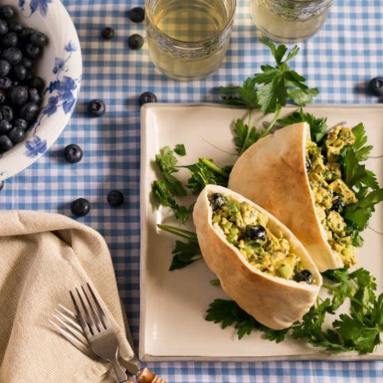 Blueberry Curry Chicken Salad Pita - Recipe photo by boastfulfood