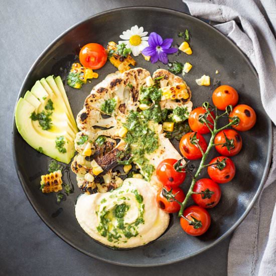 Grilled Cauliflower Steak - Recipe photo by GreenHealthyCooking