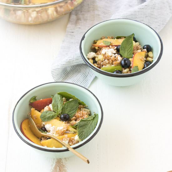 Summer Fruits + Farro Salad - Recipe photo by On The DF