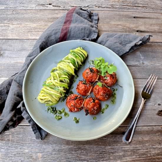 Zucchini "Noodles" with Pesto - Recipe photo by oliveoilandlemons