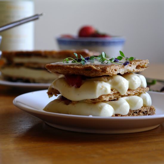 Strawberry Elderflower Millefeuille - Recipe photo by tentimestea