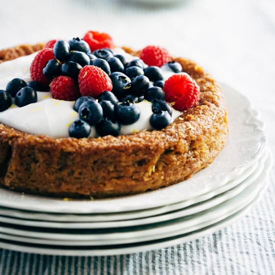 Lemon Almond Torte with berries - Recipe photo by My Goodness Kitchen