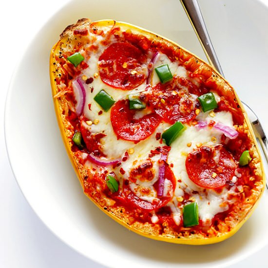 Pizza Spaghetti Squash Boats - Recipe photo by gimme some oven