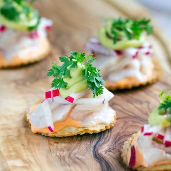 Baja Yellowtail Tostadas - Recipe photo by keviniscooking