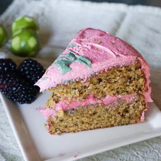 Zucchini Cake + Blackberry Frosting - Recipe photo by bakinginblackandwhite