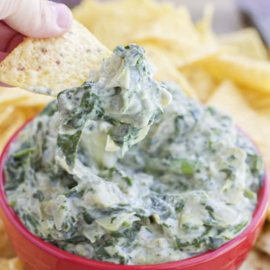Cashew Cream Spinach Artichoke Dip - Recipe photo by Stacey Homemaker