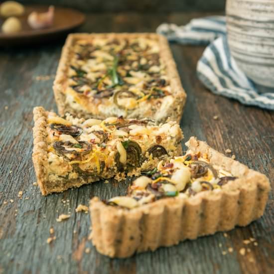 Fiddlehead Tart with Oat Crust - Recipe photo by road to honey