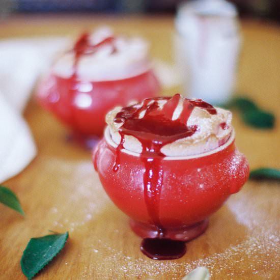 Cherry Souffle with Cherry Coulis - Recipe photo by suvellecuisine
