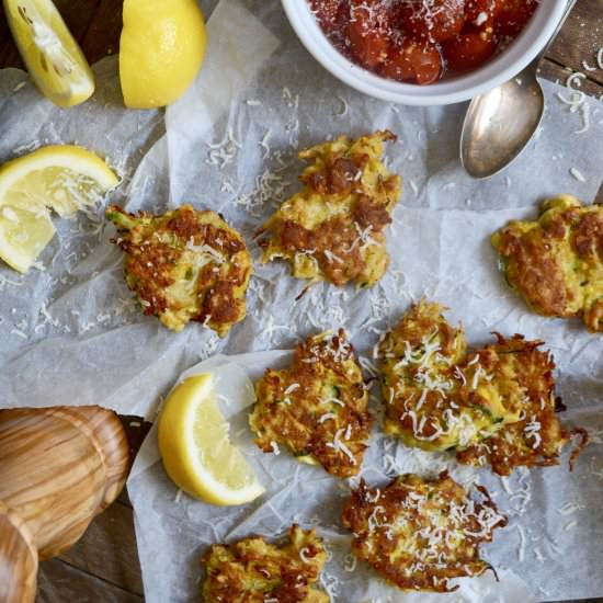 Kohlrabi and Summer Squash Fritters - Recipe photo by Ciao Chow Bambina