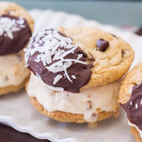 Mocha Coconut Ice Cream Sandwiches - Recipe photo by a latte food