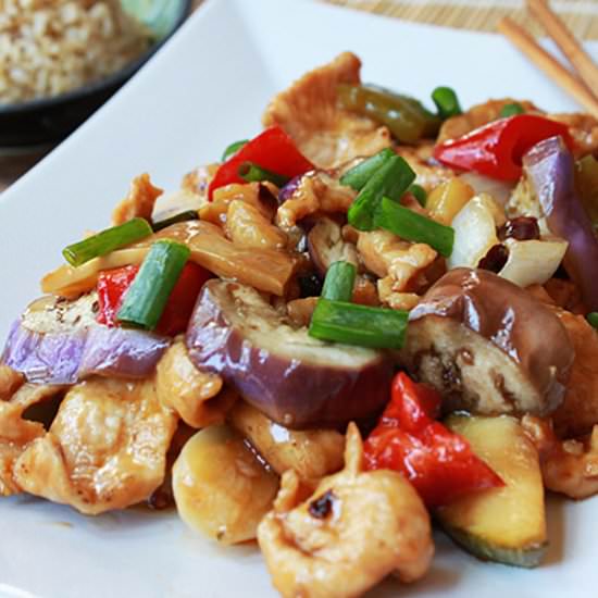Spicy Szechuan Chicken & Eggplant - Recipe photo by asiancaucasian