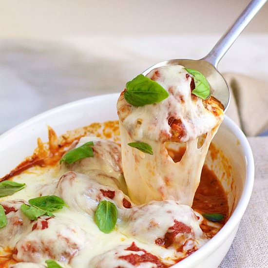 Cheesy Italian Meatballs - Recipe photo by PinchandSwirl