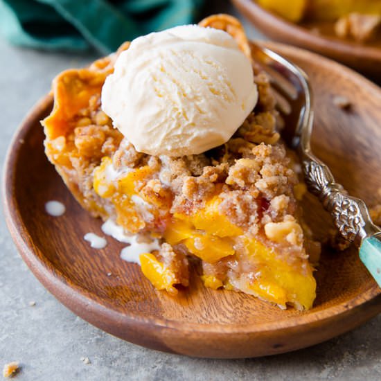 Peach Crumble Pie - Recipe photo by sallysbakingaddiction