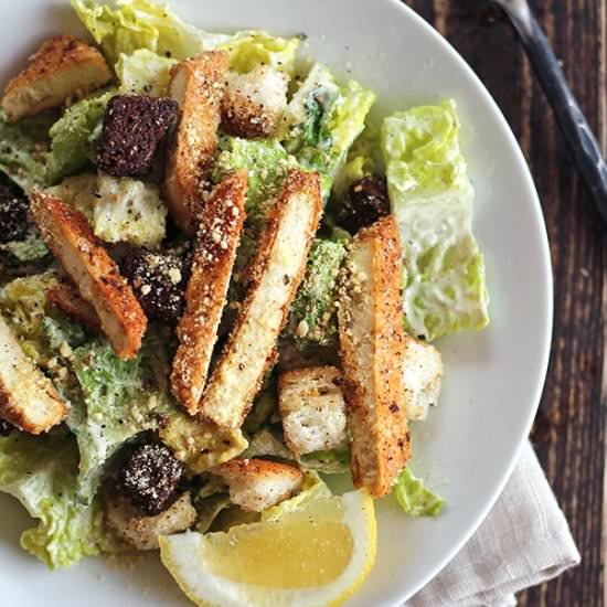 Vegan Crispy Chick'n Caesar Salad - Recipe photo by ilovevegan