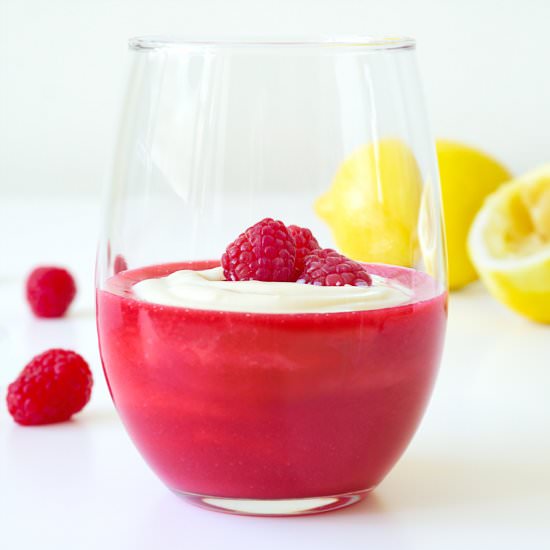 Vegan Lemon Raspberry Tofu Cream - Recipe photo by Little Swiss Baker