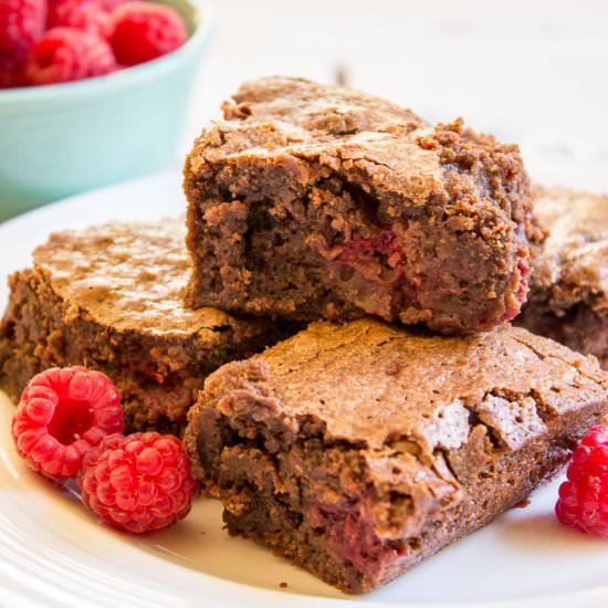 Raspberry Brownies - Recipe photo by BeyondtheCoop