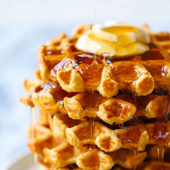 Healthy Blender Protein Waffles - Recipe photo by damndelicious