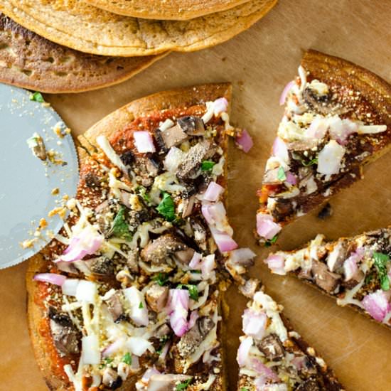Red Lentil Blender Pizza Crust - Recipe photo by VeggiePrimer