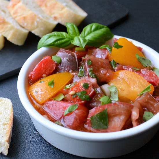 Killer Marinated Tomatoes - Recipe photo by ButterYum