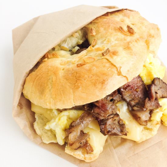 Steak, Egg, and Cheese Bagels - Recipe photo by kelliericecakes
