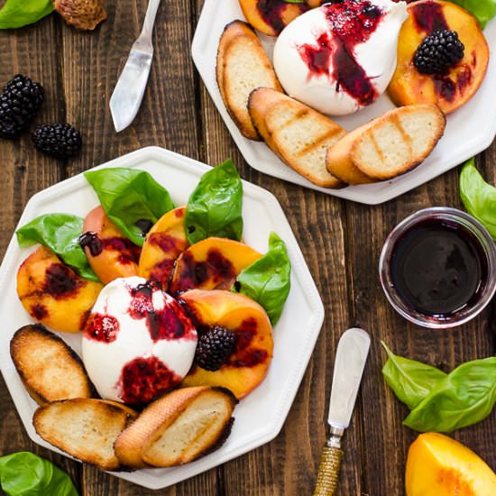 Grilled Peach Caprese - Recipe photo by crumbykitchen