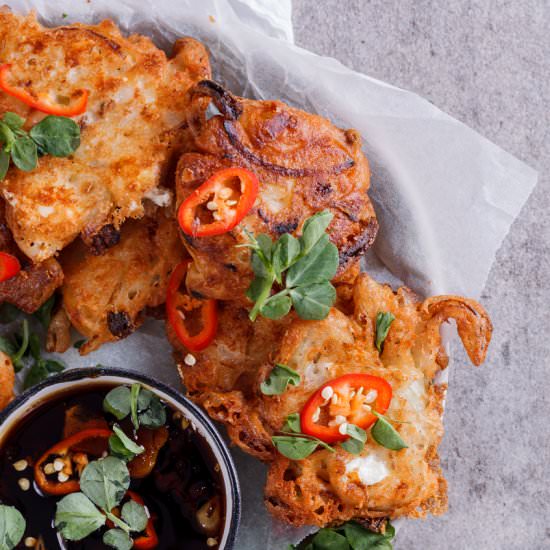 Onion and feta fritters - Recipe photo by Simply Delicious