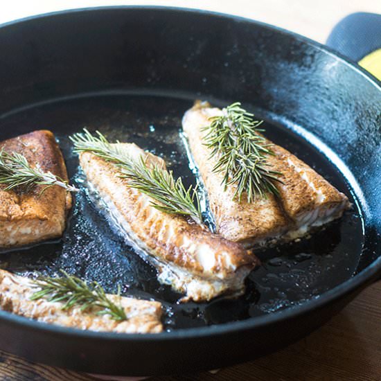 Branzino in Skillet - Recipe photo by Feed Your Soul