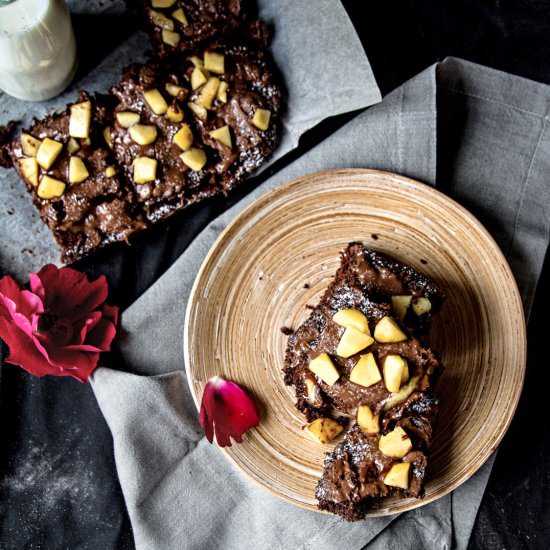 Peach Chocolate Eggless Brownies - Recipe photo by Anu@MyGingerGarlicKitchen
