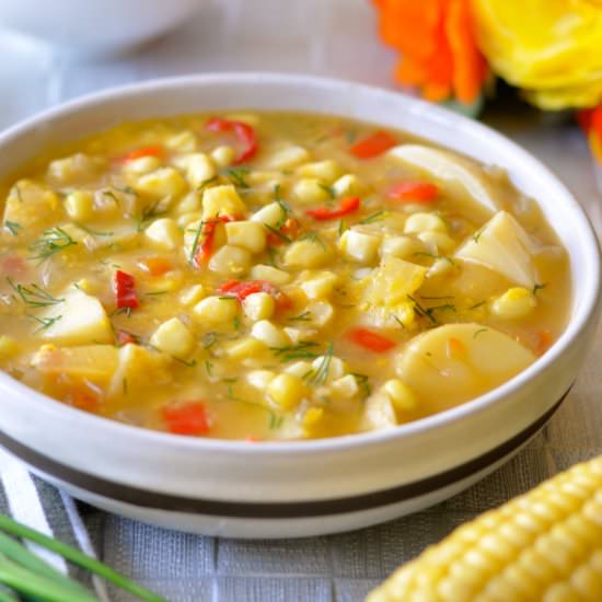 Easy Corn Chowder - Recipe photo by Ordinary Vegan