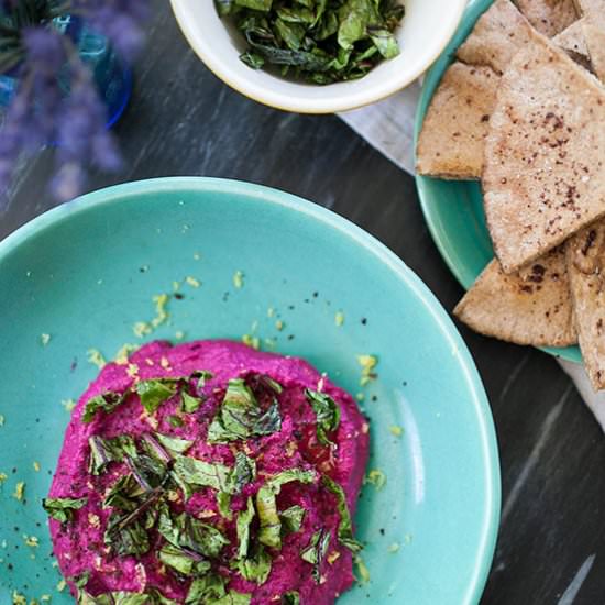 Hot Pink Beetroot Hummus - Recipe photo by goldandthyme