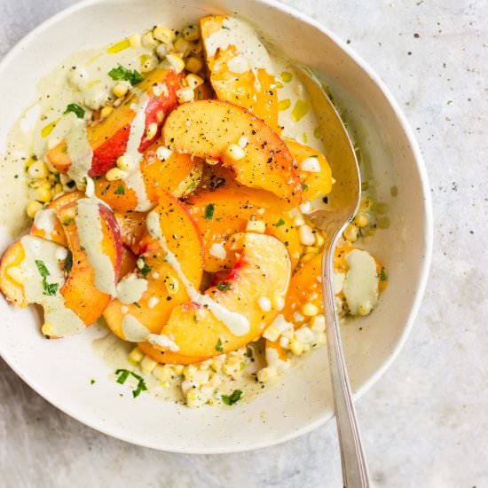 Tomato Peach Corn Salad - Recipe photo by withfoodandlove