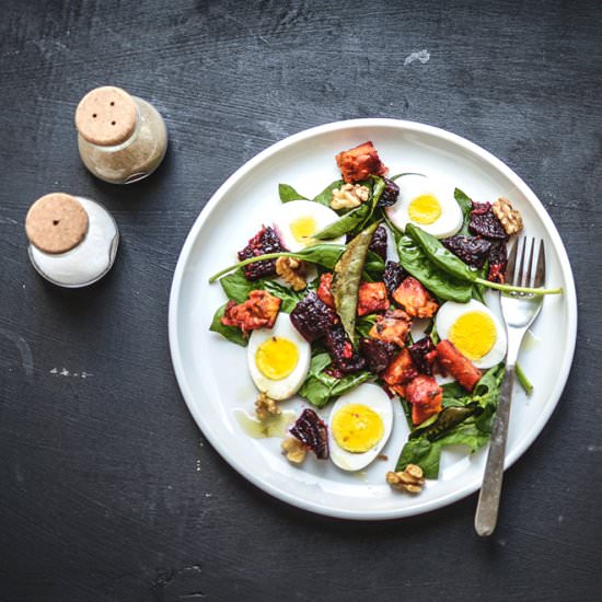 Roasted Root Vegetable Salad with Egg - Recipe photo by notacurry.com