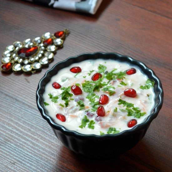 Mixed vegetable pomegranate raita - Recipe photo by hariniaravind